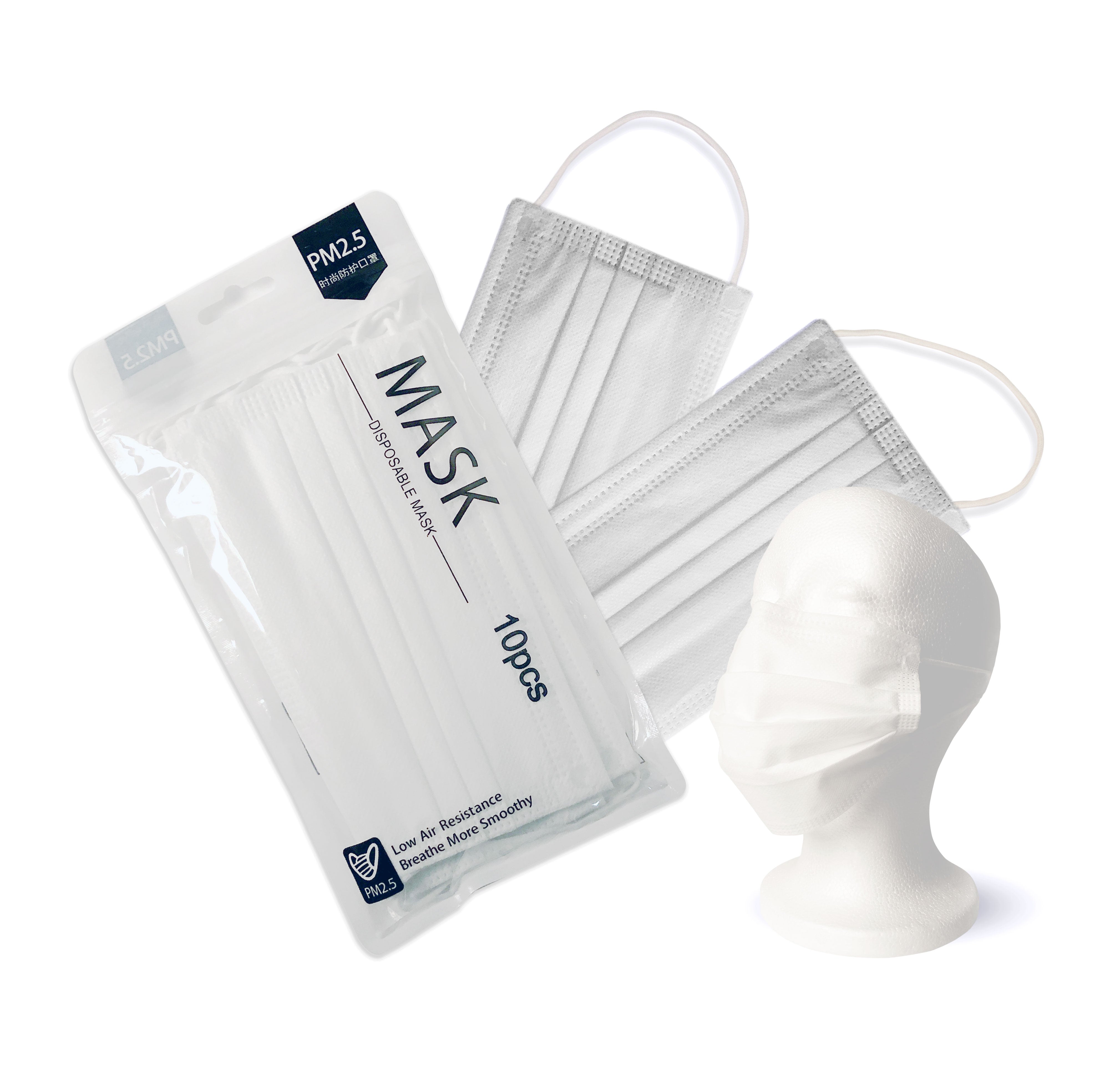 thumbnail image 2 of Masbhc Disposable Face Masks - 4 Ply Comfortable Grey Masks 50 Pack 2 of 11