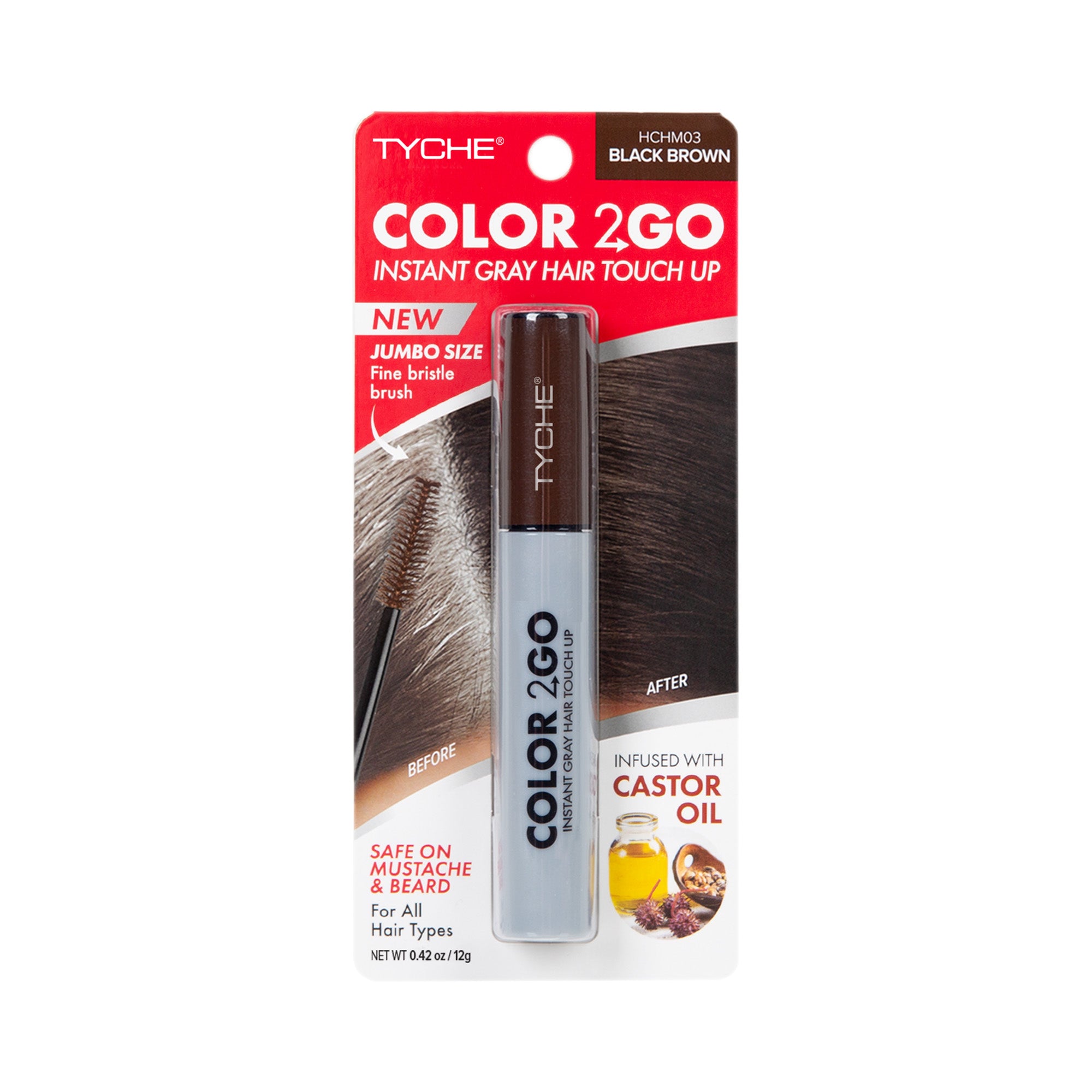 Color 2 Go - Instant Root Touch Up Hair Mascara – Dark Brown, retail packaging