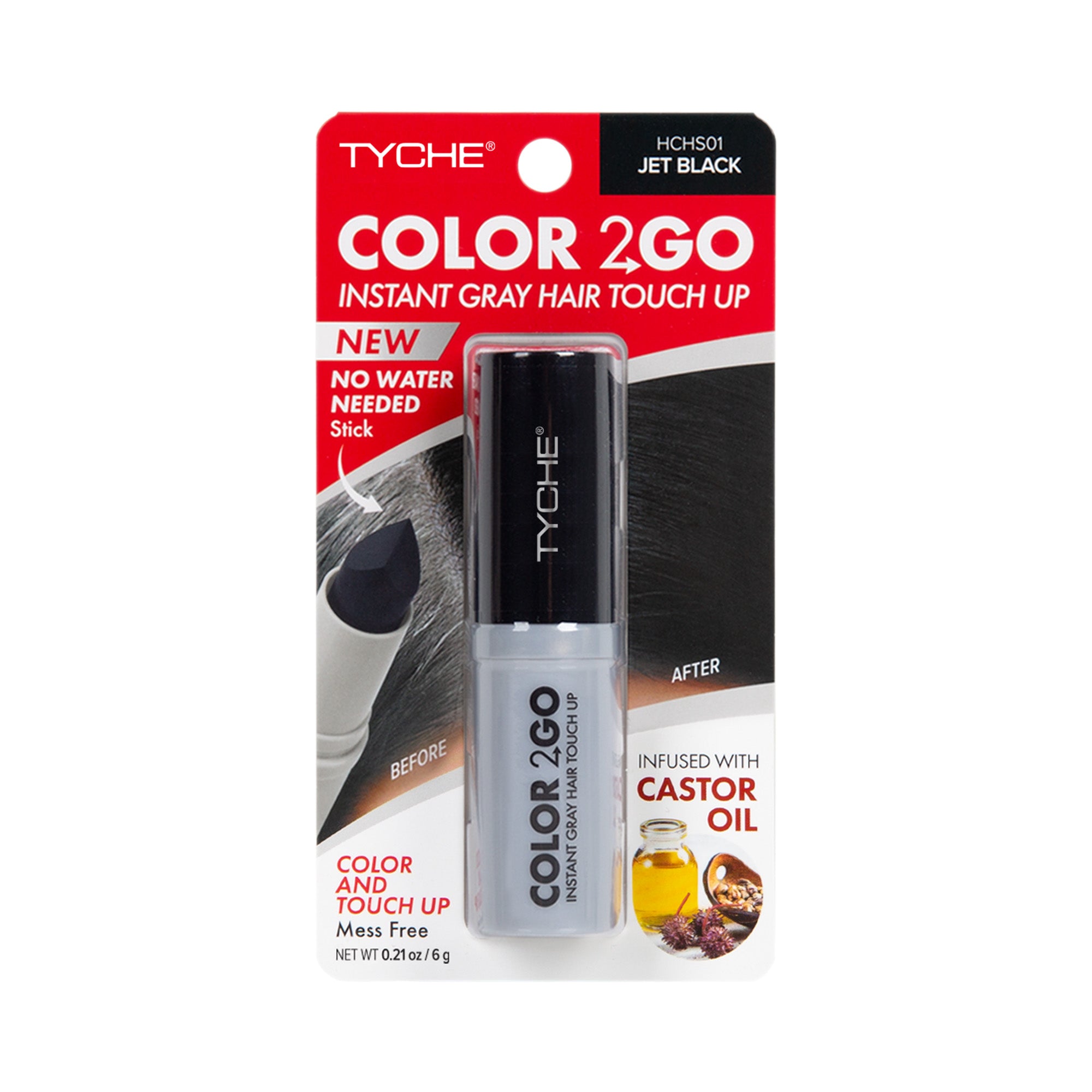 Color 2 Go - Instant Root Touch Up Hair Stick – Jet Black, retail packaging