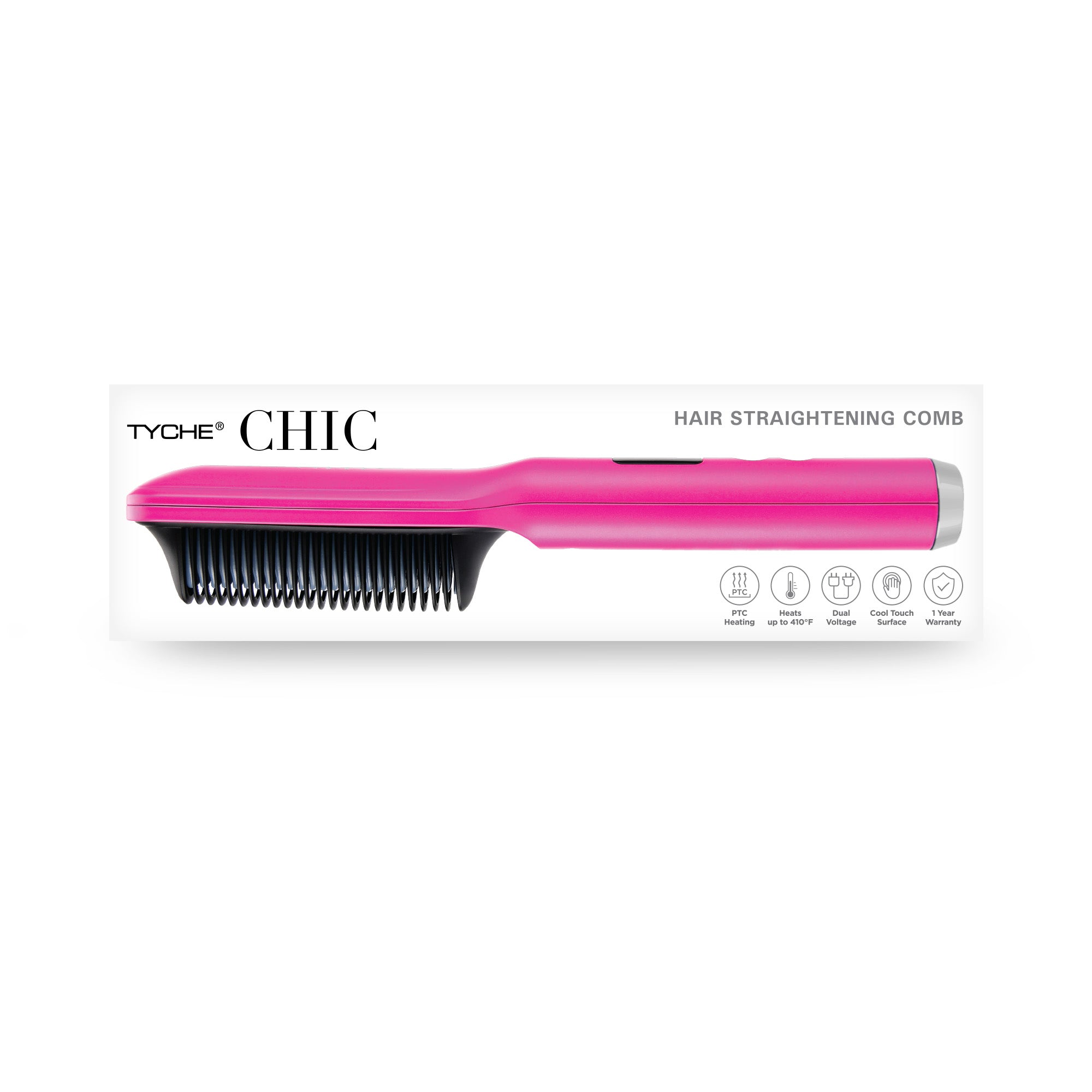Chic Straightening Comb, retail packaging