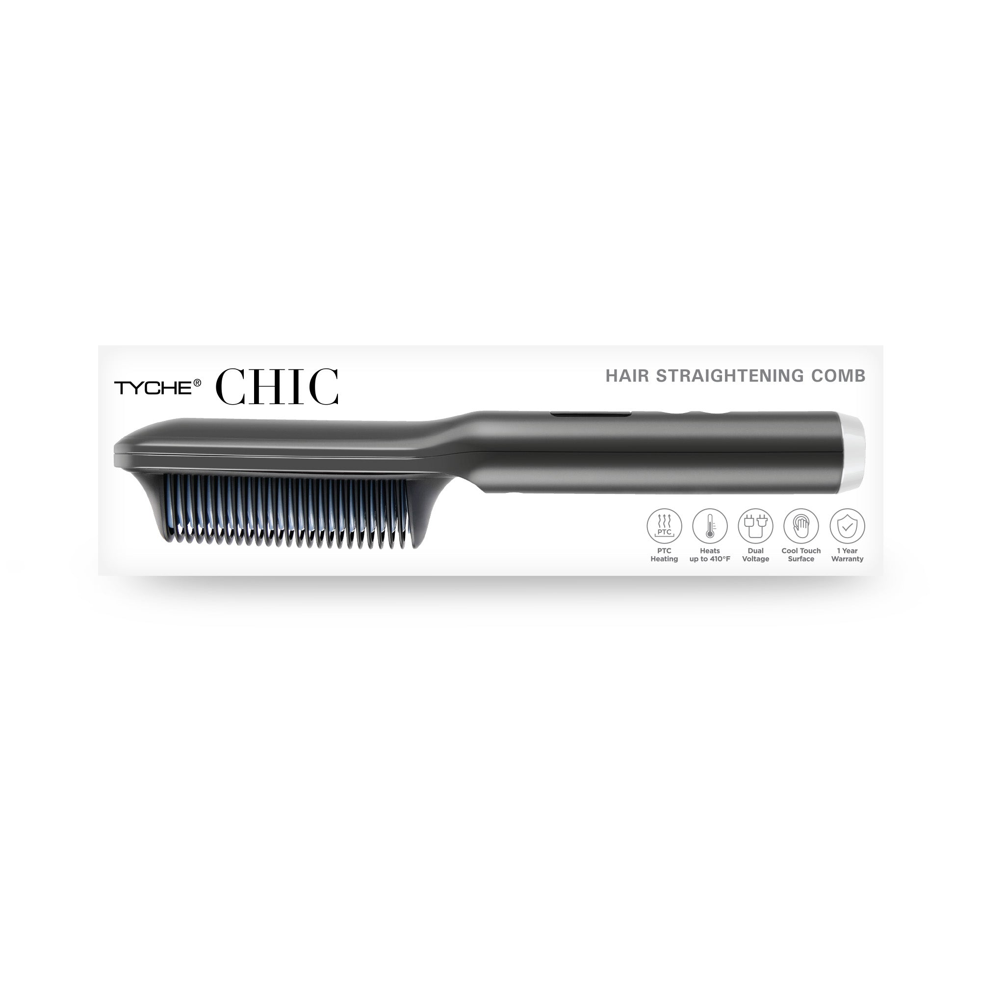 Chic Straightening Comb, retail packaging