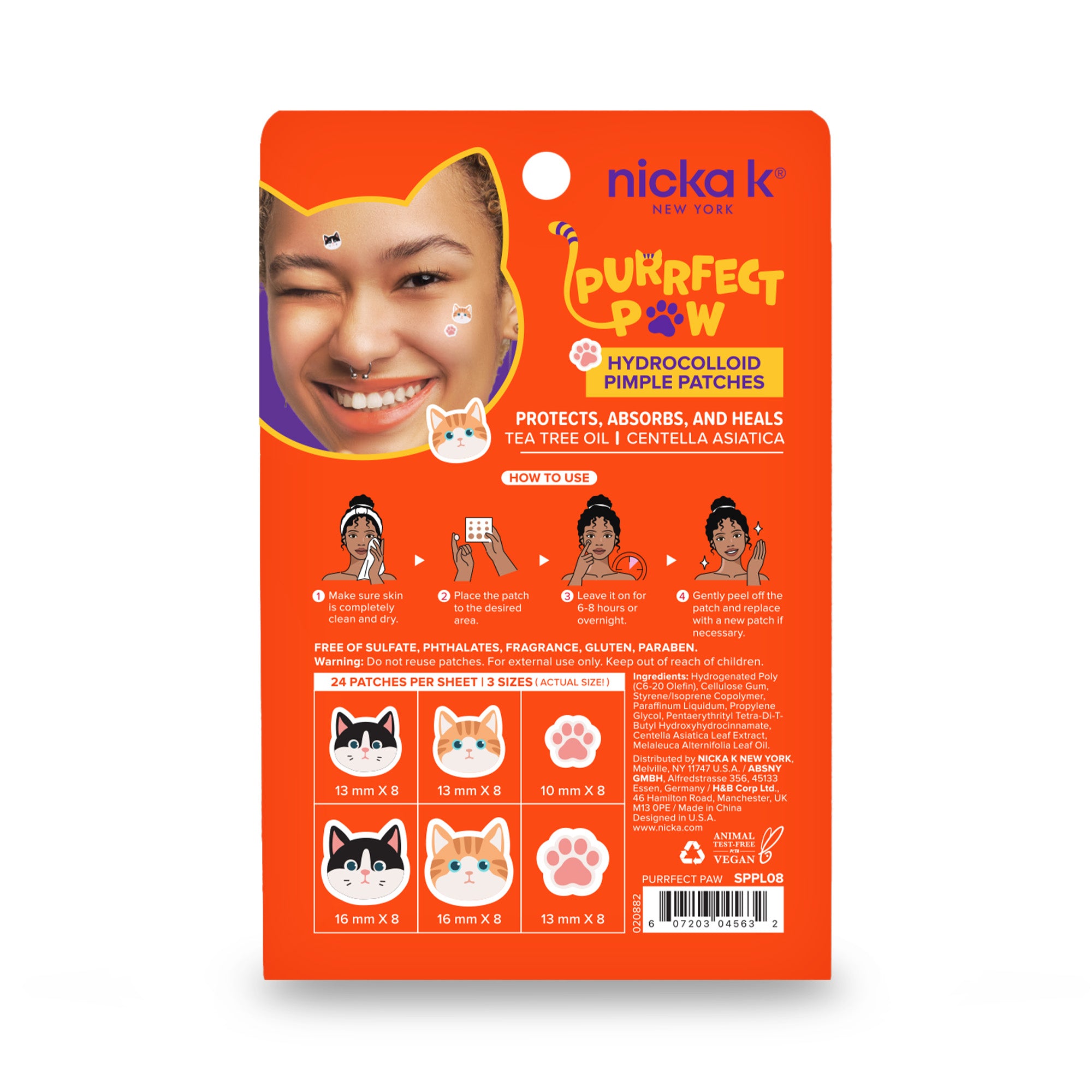 Hydrocolloid Pimple Patches – Purrfect Paw, back view