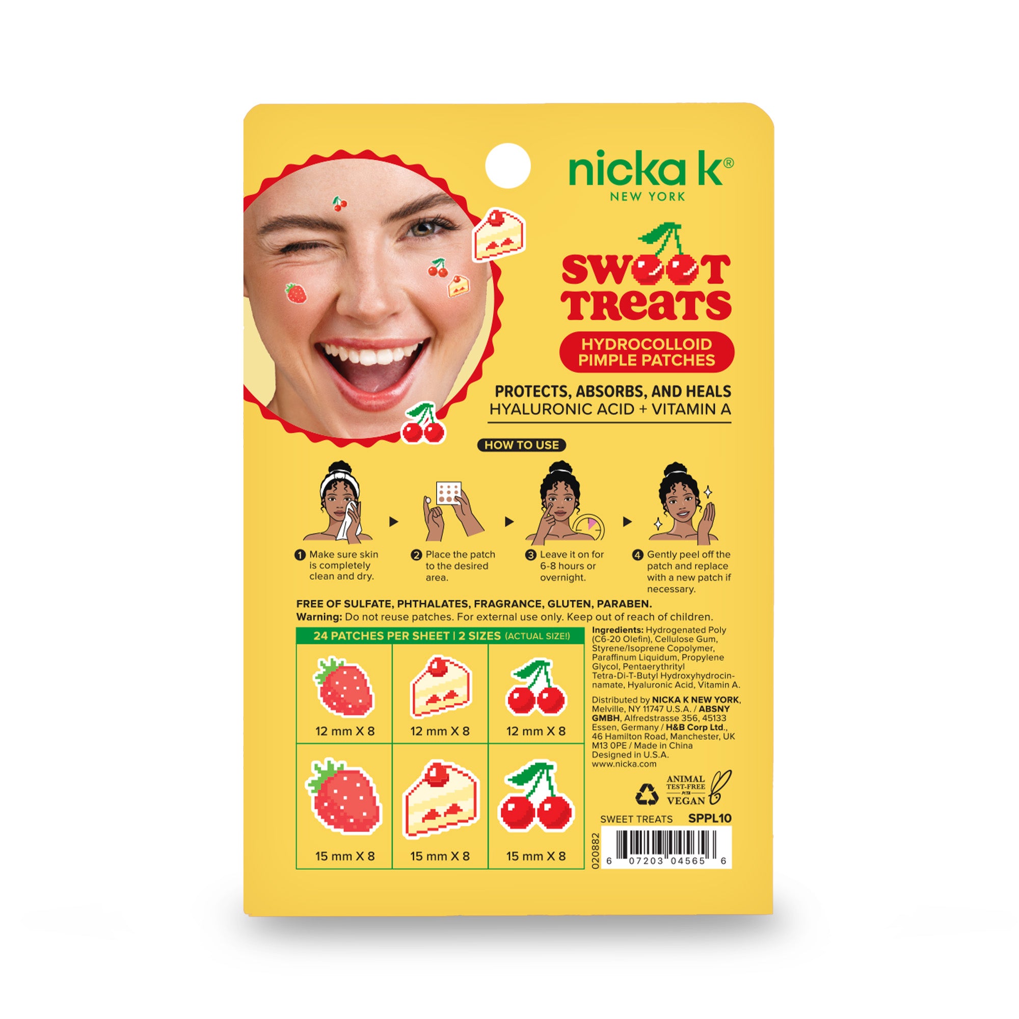 Hydrocolloid Pimple Patches – Sweet Treats, back view